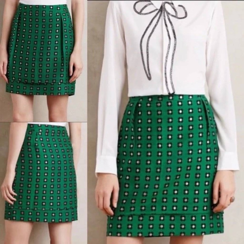 Anthropologie HD in Paris Green and Gold Skirt